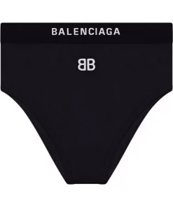 ( Positively Conscious ) Balenciaga 1000 BLACK Culotte De Sport à Logo Brodé Femme