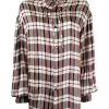 ( Positively Conscious ) Balenciaga 1076 BLACK/RED Blouse Froissée à Motif Tartan Femme