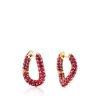 ( Positively Conscious ) Balenciaga 5020 SHINY GOLD/RUBY Boucles D'oreilles Loop XS Femme