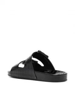 ( Positively Conscious ) Balenciaga Sandales Mallorca à Effet Peau De Crocodile 1010 BLACK -Vente magasin Balenciaga 16580958 33648858 600