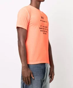 ( Positively Conscious ) Balenciaga 7513 FLUO ORANGE/BLACK T-shirt à Slogan Imprimé Femme -Vente magasin Balenciaga 16581437 35700034 600