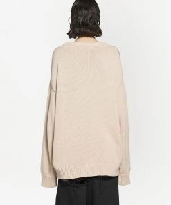 ( Positively Conscious ) Balenciaga Pull Brodé à Manches Longues 9028 CHALKY/WHITE -Vente magasin Balenciaga 16581480 33829014 600