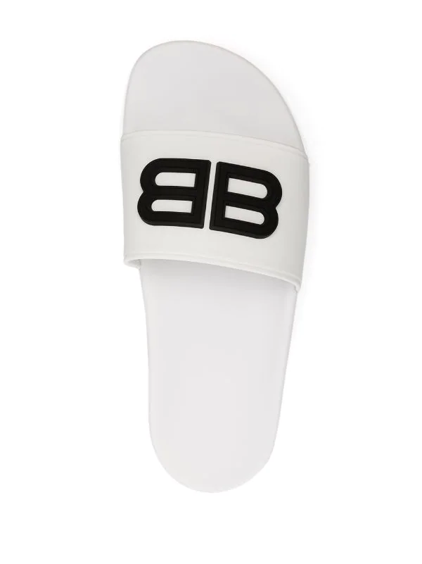 ( Positively Conscious ) Balenciaga Claquettes à Logo BB 9034 WHITE/BLACK 6 ( Positively Conscious ) Balenciaga Claquettes à Logo BB 9034 WHITE/BLACK – Image 4