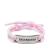 ( Positively Conscious ) Balenciaga Bracelet à Plaque Logo 3046 PINK/WHITE/ANT SILV