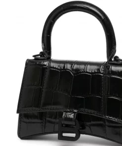 ( Nouvelle Collection ) Balenciaga 1000 BLACK Mini Sac à Main Hourglass Embossé Femme -Vente magasin Balenciaga 16581525 33753999 600