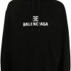 ( Positively Conscious ) Balenciaga 1070 BLACK/WHITE Hoodie à Logo Imprimé Homme -Vente magasin Balenciaga 16581569 33648917 600