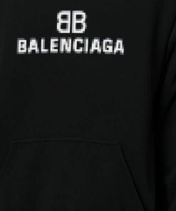 ( Positively Conscious ) Balenciaga 1070 BLACK/WHITE Hoodie à Logo Imprimé Homme -Vente magasin Balenciaga 16581569 33648920 600