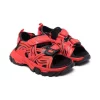( Positively Conscious ) Balenciaga 6010 DEEP RED/ BLACK Sandales à Attache Scratch Enfant