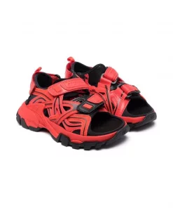 ( Positively Conscious ) Balenciaga 6010 DEEP RED/ BLACK Sandales Ă Attache Scratch Enfant