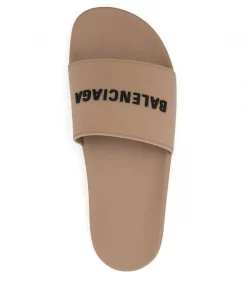 ( Positively Conscious ) Balenciaga Claquettes à Logo 9710 BEIGE/BLACK -Vente magasin Balenciaga 16779370 33789848 600