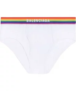 ( Positively Conscious ) Balenciaga 9000 WHITE Slip Pride à Logo Brodé Homme