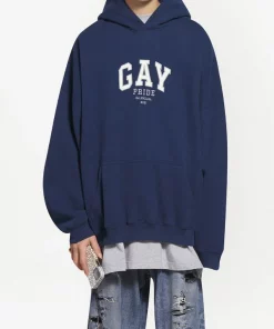 ( Positively Conscious ) Balenciaga Hoodie Pride En Coton 8561 NAVY/WHITE/GREY -Vente magasin Balenciaga 16844391 33828634 600