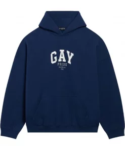 ( Positively Conscious ) Balenciaga Hoodie Pride En Coton 8561 NAVY/WHITE/GREY