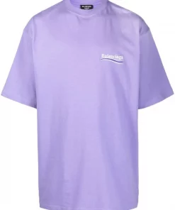 ( Positively Conscious ) Balenciaga T-shirt Political Campaign à Logo Imprimé 3072 LIGHTPURPLE/WHIT/BLU