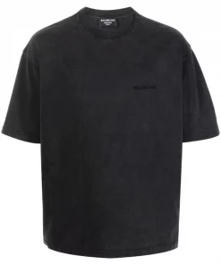 ( Nouvelle Collection ) Balenciaga T-shirt à Logo Imprimé 1146 BLK FADE OUT/BLK F O