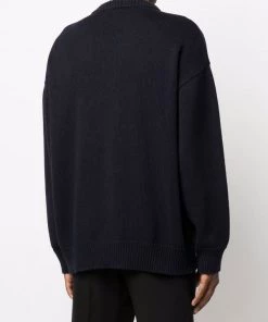 ( Positively Conscious ) Balenciaga Pull College à Logo Brodé 8065 NAVY -Vente magasin Balenciaga 16905802 35885485 600
