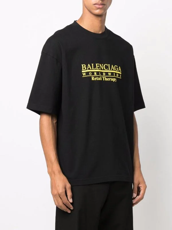 ( Positively Conscious ) Balenciaga T-shirt Retail Therapy à Logo Imprimé 1361 BLACK/YELLOW 5 ( Positively Conscious ) Balenciaga T-shirt Retail Therapy à Logo Imprimé 1361 BLACK/YELLOW – Image 3