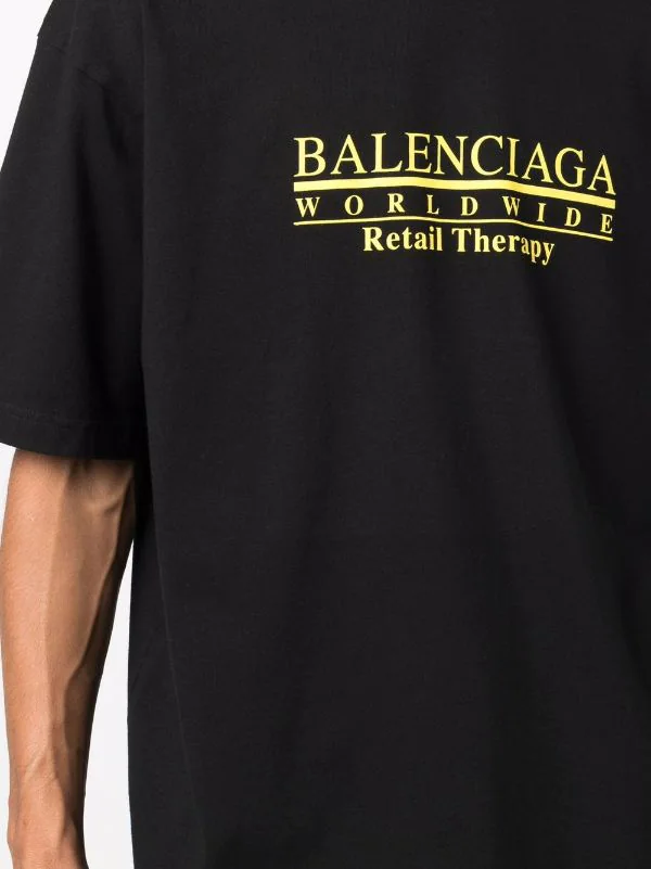 ( Positively Conscious ) Balenciaga T-shirt Retail Therapy à Logo Imprimé 1361 BLACK/YELLOW 7 ( Positively Conscious ) Balenciaga T-shirt Retail Therapy à Logo Imprimé 1361 BLACK/YELLOW – Image 5