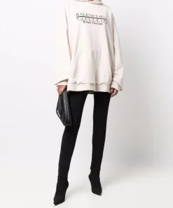 ( Positively Conscious ) Balenciaga 9054 CHALKY WHITE/BLACK Hoodie à Logo Imprimé Homme -Vente magasin Balenciaga 16906986 35670016 600