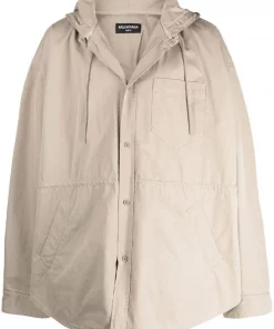 ( Nouvelle Collection ) Balenciaga 9501 BEIGE Parka à Capuche Homme