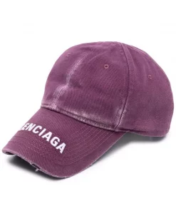 ( Positively Conscious ) Balenciaga 5077 GRAPE/WHITE Casquette à Effet Usé Homme