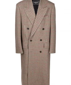 ( Positively Conscious ) Balenciaga Manteau Ample à Motif Pied-de-poule 9378 BEIGE/BROWN