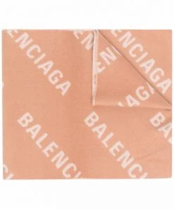 ( Positively Conscious ) Balenciaga 0987 CAMEL/WHITE W écharpe à Imprimé Monogrammé Femme