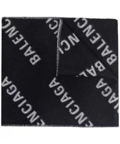 ( Positively Conscious ) Balenciaga 0107 BLACK/WHITE W écharpe à Imprimé Monogrammé Femme