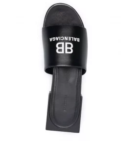 ( Positively Conscious ) Balenciaga Sandales Box En Cuir 1006 BLACK/WHITE -Vente magasin Balenciaga 16909940 35024793 600