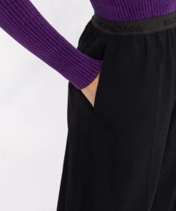 ( Nouvelle Collection ) Balenciaga 1000 BLACK Pantalon Ample à Taille à Logo Femme -Vente magasin Balenciaga 16909946 35667503 600