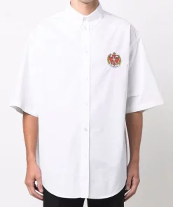 ( Positively Conscious ) Balenciaga Chemise à Logo Brodé 9000 WHITE -Vente magasin Balenciaga 16909966 35435538 600