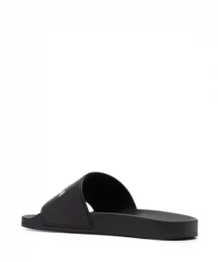 ( Positively Conscious ) Balenciaga 1081 BLACK/SILVER CHROME Claquettes à Logo Imprimé Homme -Vente magasin Balenciaga 16909978 34222921 600