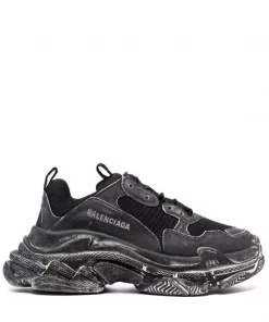 ( Positively Conscious ) Balenciaga Baskets Triple S à Effet Délavé 1000 BLACK FADED