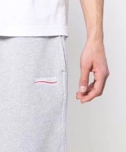 ( Positively Conscious ) Balenciaga Pantalon De Jogging Oversize En Coton 1379 HEATHER GR/WHITE/RED -Vente magasin Balenciaga 16910477 36878074 600