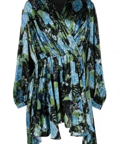 ( Positively Conscious ) Balenciaga Robe Croisée à Fleurs Femme