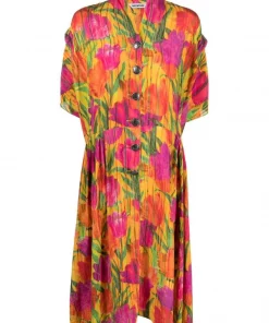 ( Positively Conscious ) Balenciaga Robe En Soie à Boutons Oversize Femme