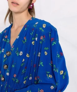 ( Positively Conscious ) Balenciaga 4011 BLUE Robe Oversize En Soie à Fleurs Femme -Vente magasin Balenciaga 16910496 35650983 600