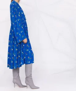 ( Positively Conscious ) Balenciaga 4011 BLUE Robe Oversize En Soie à Fleurs Femme -Vente magasin Balenciaga 16910496 35652479 600