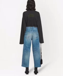 ( Positively Conscious ) Balenciaga 4066 ELECTRIC BLUE Jean Court à Effet Délavé Femme -Vente magasin Balenciaga 16910498 34807452 600