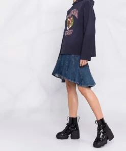 ( Positively Conscious ) Balenciaga 8067 MARINE BLUE/ RED Hoodie College à Logo Imprimé Femme -Vente magasin Balenciaga 16910501 36942017 600