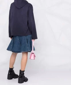 ( Positively Conscious ) Balenciaga 8067 MARINE BLUE/ RED Hoodie College à Logo Imprimé Femme -Vente magasin Balenciaga 16910501 36942021 600