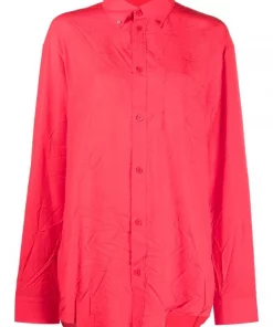 ( Positively Conscious ) Balenciaga 6400 RED Chemise à Effet Froissé Femme