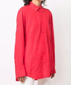 ( Positively Conscious ) Balenciaga 6400 RED Chemise à Effet Froissé Femme -Vente magasin Balenciaga 16910503 35211219 600