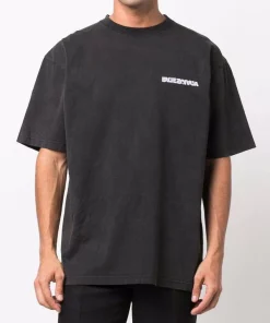 ( Positively Conscious ) Balenciaga 9034 WASHED BLACK/WHITE T-shirt à Coupe Ample Femme -Vente magasin Balenciaga 16910505 35969225 600
