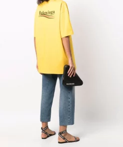 ( Positively Conscious ) Balenciaga 7442 YELLOW/BLACK/RED T-shirt à Logo Imprimé Femme -Vente magasin Balenciaga 16910506 34925100 600