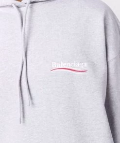 ( Positively Conscious ) Balenciaga Hoodie à Logo Campaign 1379 HEATHER GR/WHITE/RED -Vente magasin Balenciaga 16910510 34919913 600