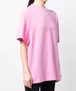 ( Positively Conscious ) Balenciaga 0590 PINK W T-shirt à Logo Brodé Femme -Vente magasin Balenciaga 16910512 36535257 600