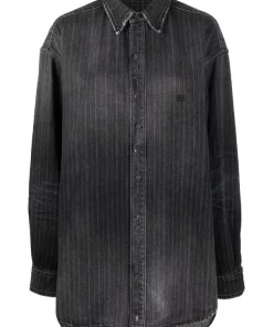 ( Positively Conscious ) Balenciaga 5703 DIRTY VINTAG BK LINE Chemise En Jean à Effet Usé Femme