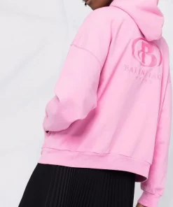 ( Positively Conscious ) Balenciaga 5700 PINK/PINK Hoodie Oversize à Logo Spa Brodé Femme -Vente magasin Balenciaga 16910515 36025801 600