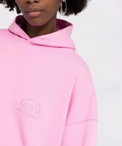 ( Positively Conscious ) Balenciaga 5700 PINK/PINK Hoodie Oversize à Logo Spa Brodé Femme -Vente magasin Balenciaga 16910515 36025828 600